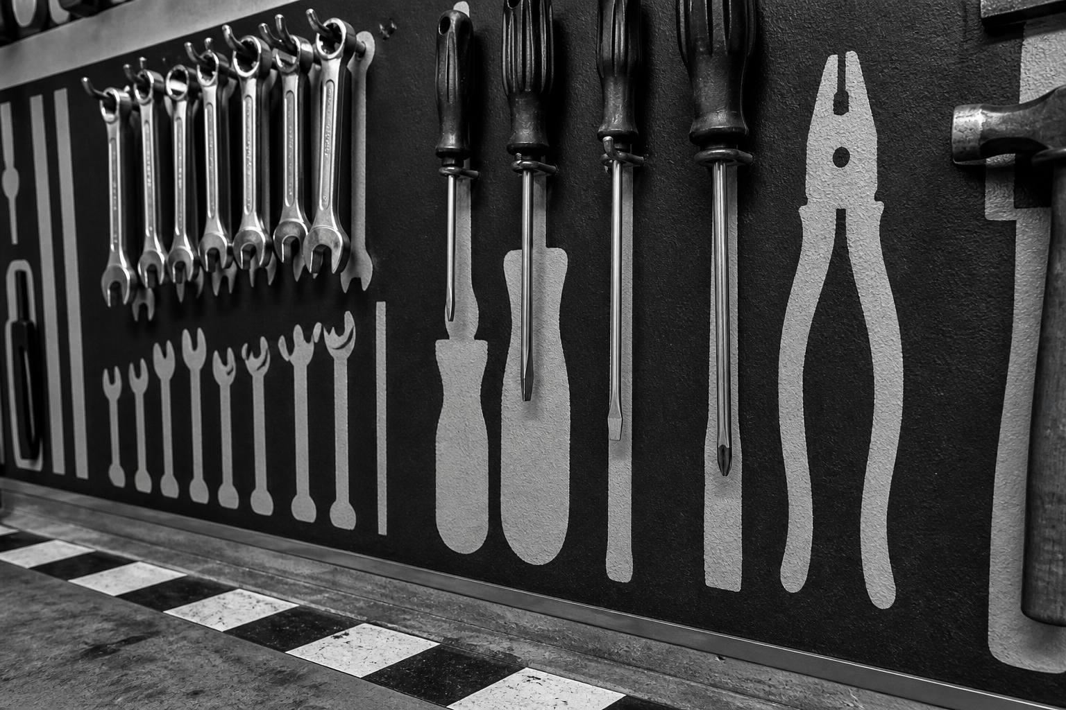 Detalle de tablero de sombras y cinta de piso